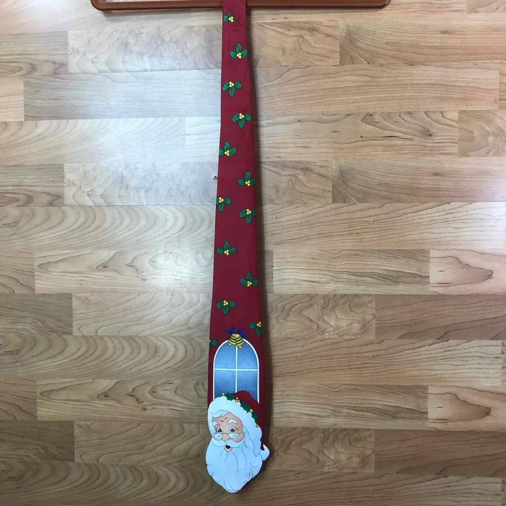 Vintage Jolly Holly Santa Claus Tie